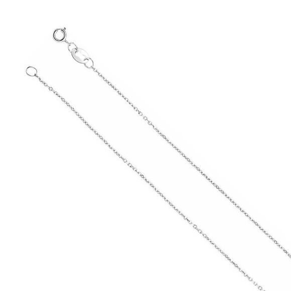 1mm 14K White Gold Diamond-Cut Solid Cable Chain Necklace, 20 Inch - Picture 1 of 4
